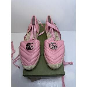 Gucci GG Marmont Pink Leather Espadrilles Women’s Sz 38 Made in Italy
